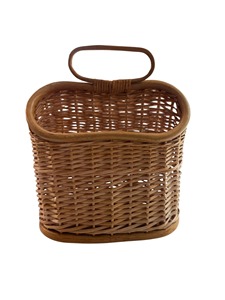 Panier rond en osier tressé à la main avec poignée, paniers de rangement écologiques faits à la main, rotin naturel, multifonctionnel moderne, fabriqué à Hanoï - Product Image 1