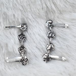 Trending Flower Pattern <b>Cuff</b> <b>Earrings</b> Vintage Silver Look Alike Women's Alloy Jewelry for Women and Girls - Product Image 2