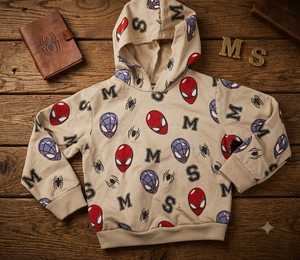 Sweat-shirt à capuche en polaire pour enfants Spider-Man, imprimé, décontracté, pour l'hiver, vêtements de jogging, OEM personnalisé - Product Image 3