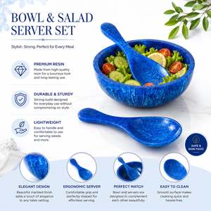 Ensemble de bol et cuillère en résine minimaliste de haute qualité, durable, léger, décoratif, pour salade, fruits, pâtes, riz - Product Image 4