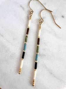 Pendientes largos hechos a mano con cuentas de semillas, multicolor, estilo bohemio, joyería de moda, pendientes largos de cuentas de vidrio tipo arroz. - Product Image 6
