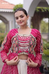 Festival wear Kora Cotton with Solid & Frill Pattern Full-Flared <b>White</b> <b>Lehenga</b>-Printed & Kutchhi Style work Kurti Woman Fashion - Product Image 4