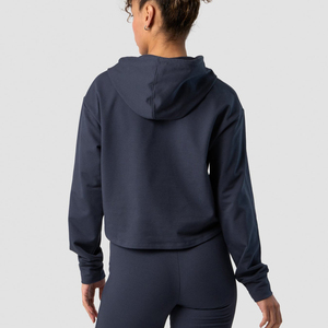 Sudadera con capucha corta ligera personalizada para mujer al por mayor, estilo oversize, informal, tipo jersey, para mujer - Product Image 3