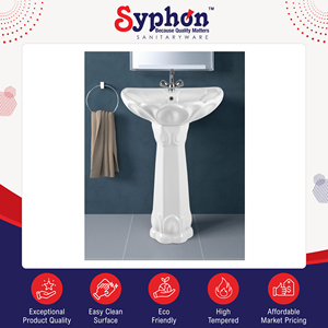 Quantité en gros disponible : Élégant lavabo en céramique blanche avec piédestal pour salle de bain, au prix du marché réduit - Product Image 2