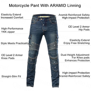 Jean de moto avec doublure en Kevlar, pantalon en denim extensible, protection homologuée CE, pantalon cargo pour la conduite à moto - Product Image 2