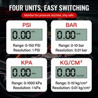 Manomètre de pression des pneus numérique avec écran LCD rétroéclairé, 150 PSI, 4 unités, haute précision pour voiture, moto, vélo