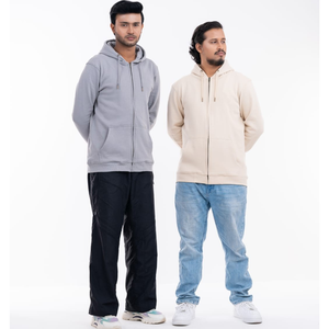 Hoodie confortable et durable avec poche avant, pour homme, couleur bleu premium, tissu polaire, fermeture éclair, respectueux de l'environnement, pour l'hiver. - Product Image 2