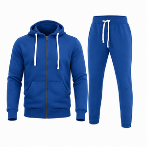 Ensemble de vêtements de sport en molleton doux pour homme, sweat à capuche zippé élégant avec pantalon de jogging assorti, pour un usage quotidien décontracté - Product Image 1