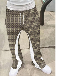 Pantalon de survêtement imprimé pour homme avec bande latérale, taille élastique et cordon de serrage, décontracté, respirant, en mélange de coton et élasthanne tricoté, idéal pour le printemps - Product Image 3