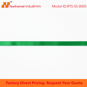 Ruban de satin vert simple face 3 mm en stock pour la vente en gros, idéal pour la fixation de bouquets, les étiquettes volantes, les boîtes de dragées, la broderie, la décoration de fête DIY - Product Image 6