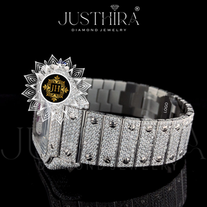 Best Quality Mossinate Stainless Steel <b>Watch</b> with <b>Diamonds</b> White and Silver Luxury Timepiece for Fashion Forward Individuals - Product Image 3