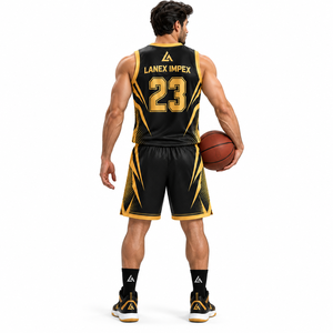 Conjunto de Uniforme de Baloncesto Dorado Premium, Jersey y Pantalones Cortos Personalizados para Equipo, Tela Transpirable de Alto Rendimiento, Ropa Deportiva Profesional para Hombre - Product Image 4