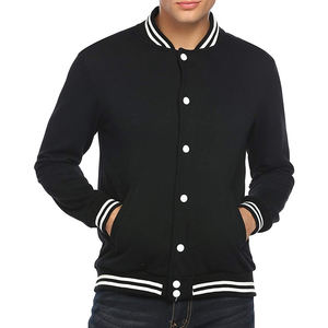 Plain Black College Style Bomber <b>Coat</b> Men Custom Logo Wool Blend Baseball Jackets Streetwear Bulk Manufacturer Winter Jackets - Product Image 1