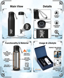 Bouteille d'eau promotionnelle en métal imprimée Hanuman Ji pour la Saint-Valentin et Noël - Product Image 2