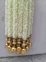 Guirlande de fleurs de jasmin de luxe en tissu, avec Ghungroo, pour décoration de mariage indien, Pooja de Ganesh, guirlandes de mariage islamiques