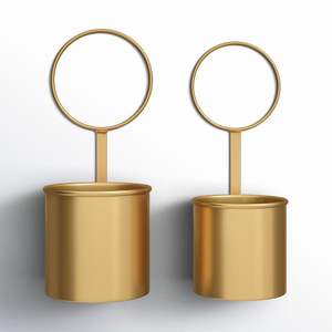 Maceta Colgante de Pared, Hecha a Mano en Hierro y Latón, Soporte Metálico para Plantas, Decoración Interior y Exterior para el Hogar Moderno - Product Image 1