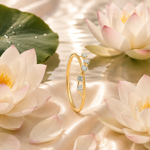 Anillo Abierto Minimalista con Diamante Cultivado en Laboratorio de Corte Redondo en Oro de 10K, 14K, 18K, Plata 925, 935, Joyería Fina Personalizada - Product Image 1