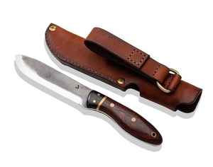 Cuchillo de caza Vikingo OEM de grado industrial con hoja fija de alta calidad, mango de madera y funda de cuero, estilo medieval. - Product Image 4