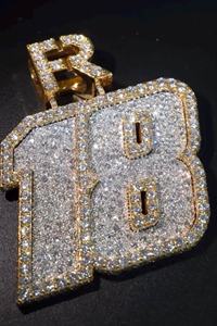 Collar con colgante de letra o número personalizado con incrustaciones de moissanita incolora en plata 925, joyería hip hop personalizada de fabricante. - Product Image 2