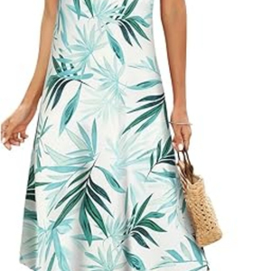 Women's Spring Summer Halter <b>Neck</b> Floral Printed Sleeveless A-Line Sexy Casual Breathable Midi Dresses for Fashion - Product Image 5