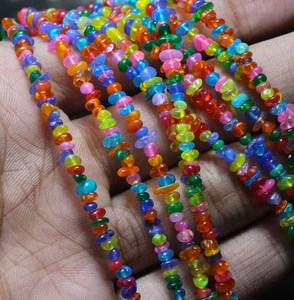 Perles d'opale naturelle éthiopienne fumée multicolores, non taillées, de forme irrégulière, percées, taille 3-4 mm, longueur 16 pouces, pour la fabrication de bijoux - Product Image 6
