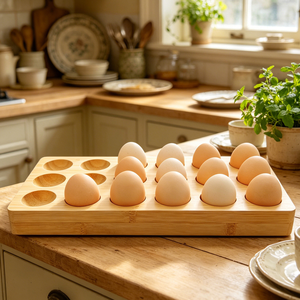 Wooden <b>Egg</b> Rack Natural Finish for Kitchen Storage Display <b>Egg</b> Capacity Manual Operation Convenient Design <b>Eco</b>-Friendly - Product Image 3