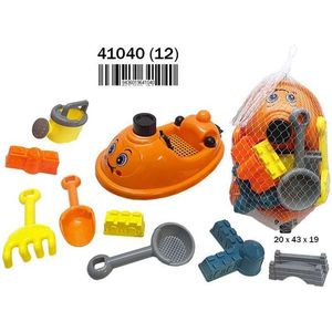 Set di giocattoli da spiaggia 9 pezzi con barca e attrezzi per giocare con sabbia e acqua, divertimento all'aperto per bambini - Product Image 1