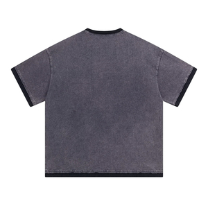 <b>Men's</b> Distressed Round Neck T-shirts Custom Logo <b>Men's</b> Heavyweight <b>Cropped</b> Oversize Acid Wash T Shirts <b>For</b> <b>Men's</b> - Product Image 4