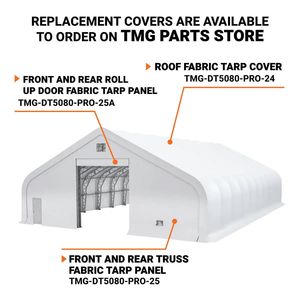 Telo di copertura in PVC da 32 once per capannone di stoccaggio a doppia tralicciatura serie Pro 50FT x 80FT, resistente, con porte passanti TMG DT5080 PRO - Product Image 5