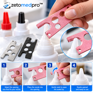 Ouvre-bouteille adhésif en acier inoxydable personnalisé, outil de précision pour ouvrir les flacons de colle, outil d'extension de cils, ZETOMEDPRO - Product Image 5