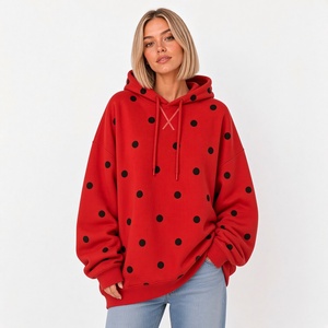 Sudadera con Capucha de Mujer, Estilo Oversize, con Estampado de Puntos, Corte Regular, Tejido de Algodón Transpirable, Estilo Urbano, para Otoño - Product Image 4