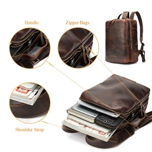 Elegant Vintage Leather <b>Backpack</b> <b>Waterproof</b> Anti-Theft Laptop Rucksack Genuine Leather Daypack LBP-0456 - Product Image 3