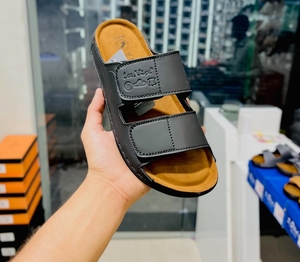 Sandalias Planas de Cuero para Hombre LeeNiko, Punta Abierta, Doble Correa, Forro de Microfibra Transpirable, Cómodas Pantuflas de Verano - Product Image 2