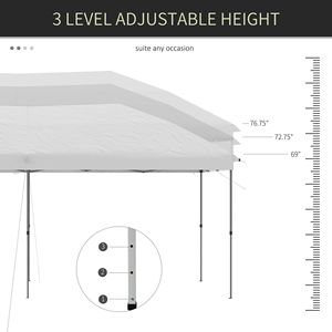 Gazebo Pop-up Bianco 10x19 per Feste, Tenda Robusta con Struttura in Acciaio e Altezza Regolabile, Modello D0100X35LGX per Patio, Giardino e Cortile - Product Image 5