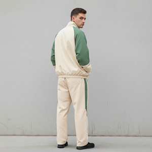 Ensemble jogging homme 2 pièces, coupe ample tendance, logo brodé personnalisé, 100% nylon, 2 tons, streetwear, léger et confortable - Product Image 5
