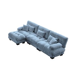 Divano Modulare a L di Lusso Oversize con Seduta Profonda e Pouf Convertibile per Soggiorno - Product Image 5