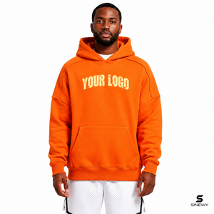 Sweat à capuche orange pour homme en molleton respirant, coupe classique, avec logo sur la poche avant, style streetwear décontracté pour l'automne - Product Image 5