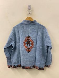 Chaqueta Bohemia Bordada de Lino y Algodón con Cuello Mandarín, Manga Larga, Talla Grande, Ropa Exterior para Mujer, Abrigo Casual de Primavera - Product Image 2