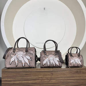 Premium <b>Tooled</b> Leather Western Speedy Duffel Bags Longhorn Designer Travel Handbag <b>Small</b> overnight Cowgirl Style Tote For Unisex - Product Image 4