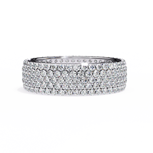 Bague Éternité Femme en Or Jaune avec Moissanite, Taille Ronde Brillante, Sertissage Pavé, Bijou de Mariage de Luxe - Product Image 4