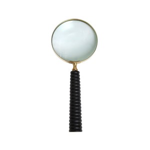 Loupe classique à main avec poignée en os à points noirs et blancs et cadre en laiton pour la lecture et la décoration de bureau - Product Image 3