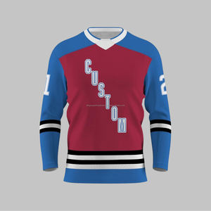 Personalizado de alta calidad 100% poliéster hombres mujeres desgaste de hockey sobre hielo bajo MOQ al por mayor bordado personalizado barato jersey de hockey en blanco - Product Image 4