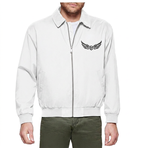 Veste bleu marine pour homme avec logo brodé en forme d'ailes, col rabattu, fermeture éclair, vêtement décontracté pour l'automne - Product Image 2