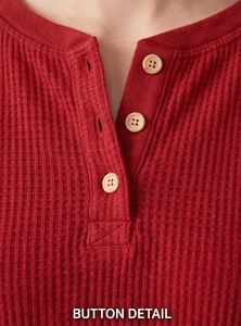 T-shirt court Henley en waffle OEM pour femme, style streetwear, avec boutons - Product Image 4