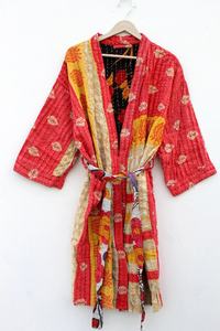 Chaqueta de Kimono Vintage Kantha para Mujer, Chaqueta de Tela de Algodón Hecha a Mano, Abrigo Vintage Kantha - Product Image 2