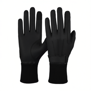 Custom Winter Waterproof Unisex <b>Equestrian</b> Horse Riding Gloves Digital Faux Synthetic Leather Long Elastic Cuff Hook Loop - Product Image 2