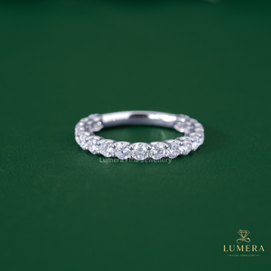 Anillo de Eternidad con Diamantes Cultivados en Laboratorio, Corte Brillante Redondo, Engaste de Puntas en Forma de U, Anillo de Boda de Círculo Completo, Joyería de Lujo - Product Image 2