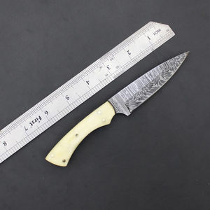 Premium Quality Damascus Steel Camel <b>Bone</b> Skinner <b>Knife</b> with Comfortable <b>Handle</b> Grip Full Tang Leather Sheath OEM Customizable - Product Image 3