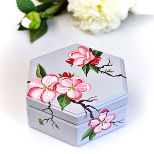Premium Handmade Painted Wooden Gift <b>Box</b> Elegant <b>Keepsake</b> Storage Case for Jewelry Wedding Return Gifts Custom Logo - Product Image 5