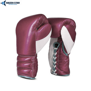 Gants de boxe Daizen Star en cuir à lacets bleus pour adultes, équipement d'entraînement respirant avec support de poignet - Product Image 2